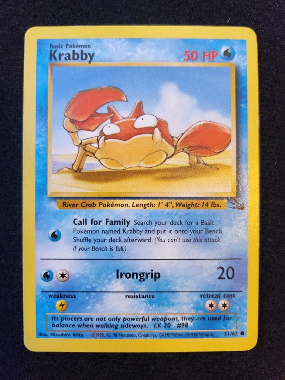 Krabby (51/62) - Original Pokémon Trading Card Game - Fossil (1999)